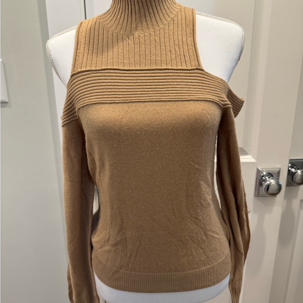 Jonathan Simkhai Tan Off-the-Shoulder Sweater Ribbed Knit